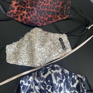 Black Halo Leopard, Sequin, and Floral Face Masks